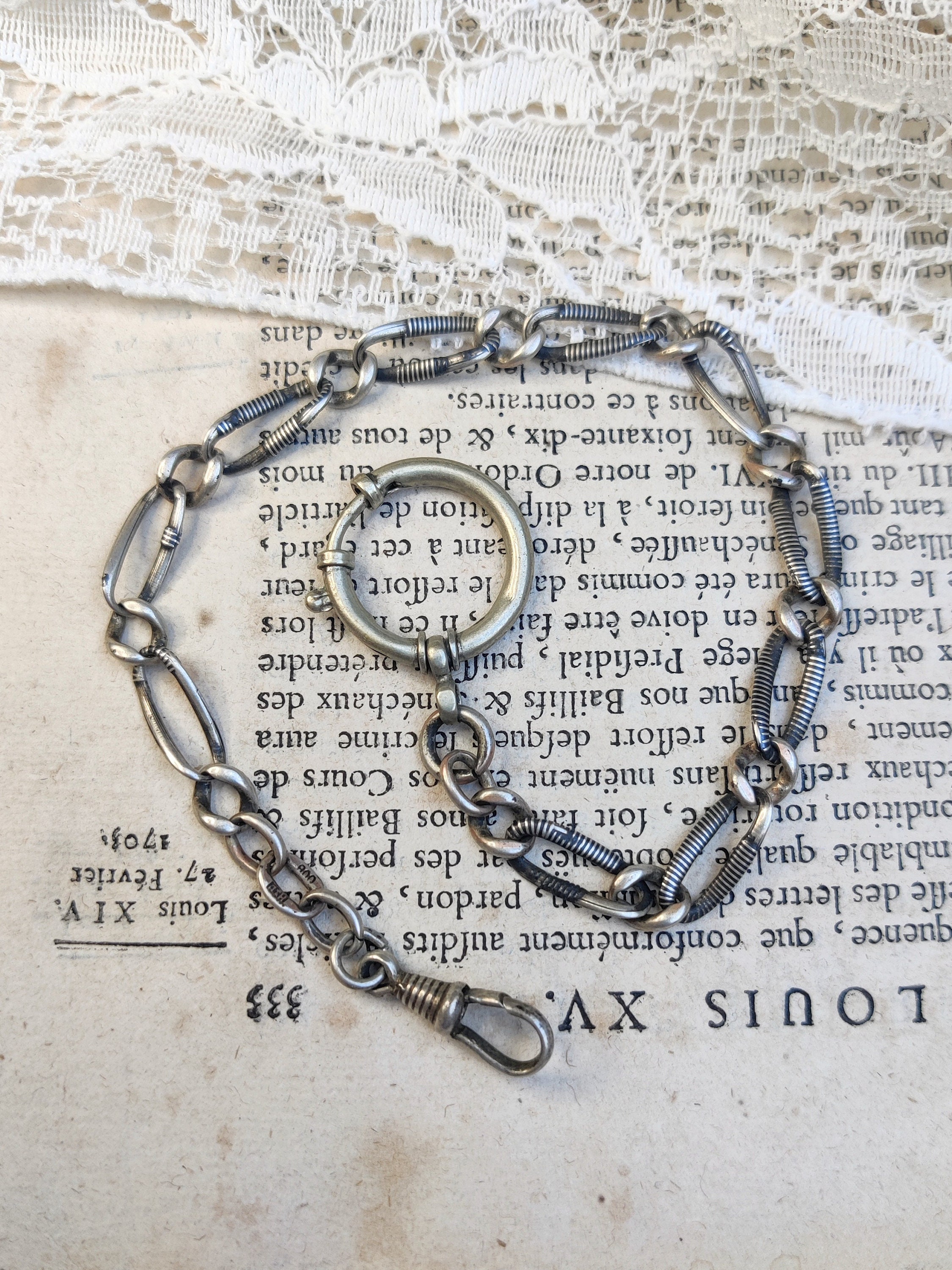 Antique Victorian Watch Chain Niello Silver, 27,5 Cm - Etsy