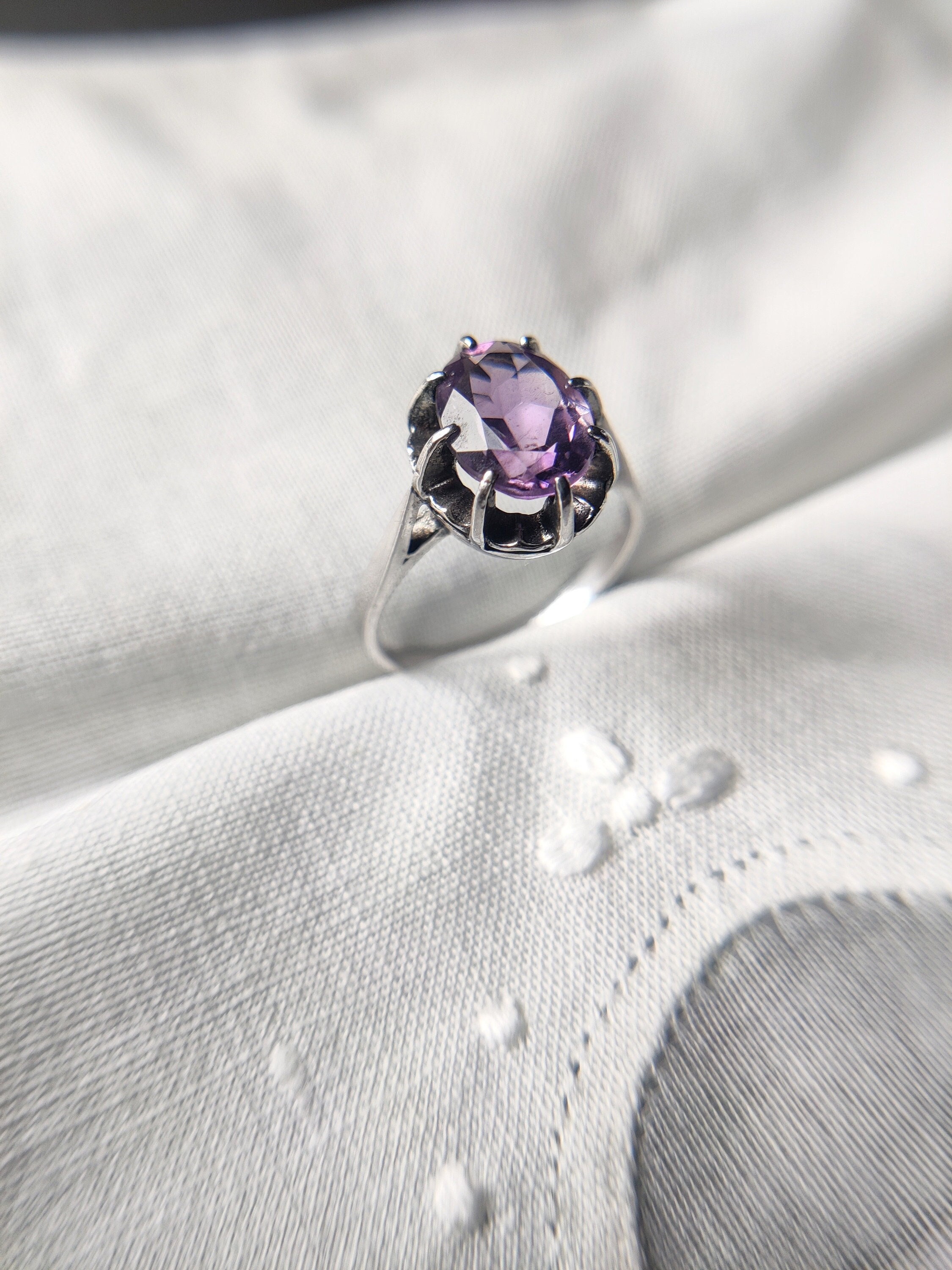 vintage silver925×garnet× amethyst ring Faceted Amethyst & Red Garnet Gemstone 925 Sterling Silver