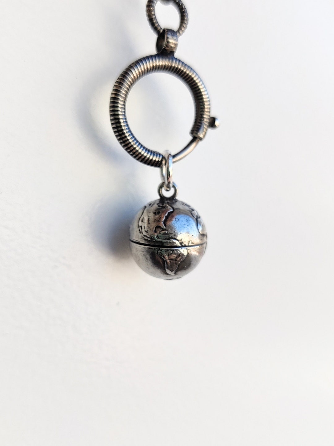 Silver Globe Pendant, Earth - Etsy