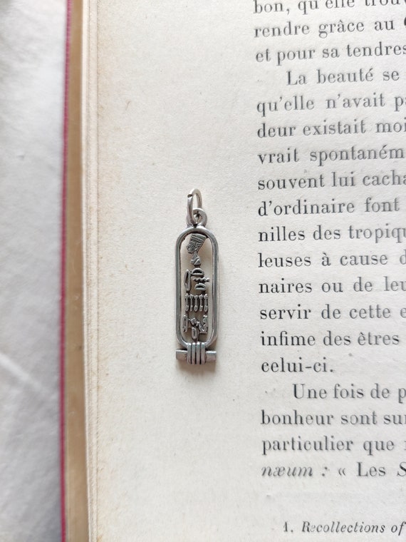 Vintage silver pendant Egyptian cartouche - Nefert