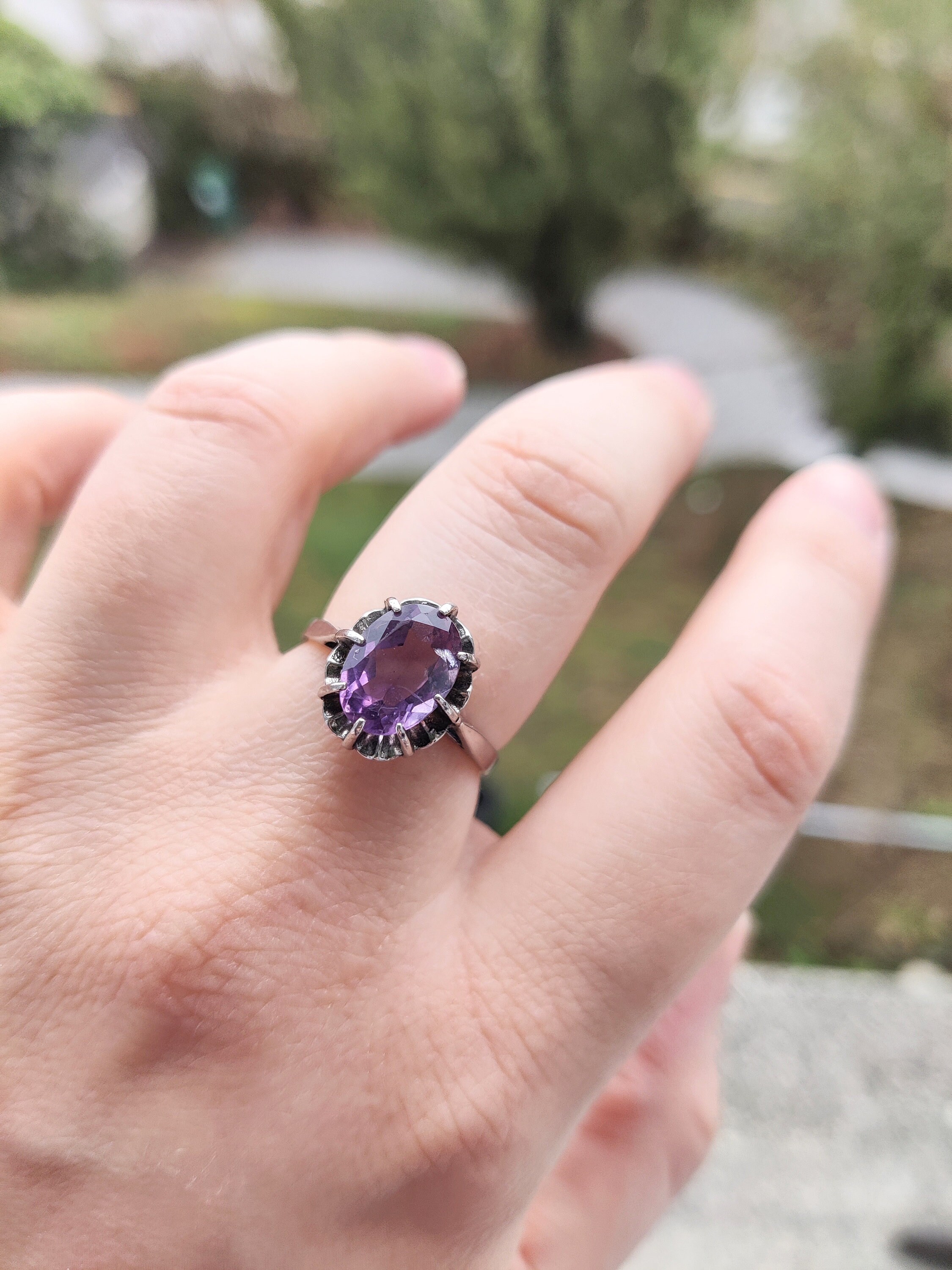 Vintage Silver Amethyst Ring - Etsy
