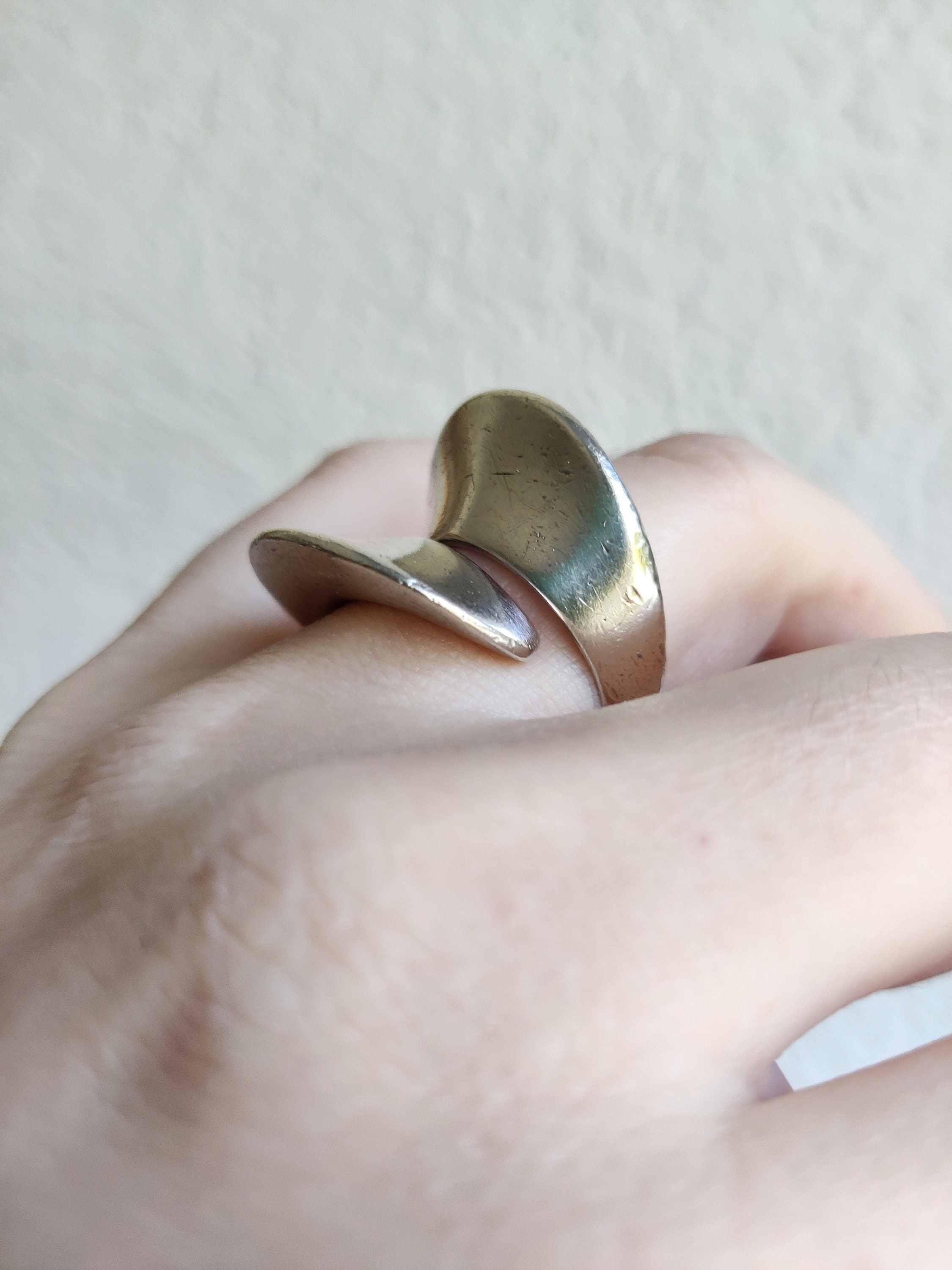 DS HANDMADE DENMARK 指輪 Arts & Crafts Large Dutch Silver Hand Wrought Ring