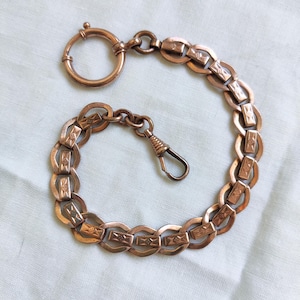 Antique rose gold plated watch chain, 26 cm
