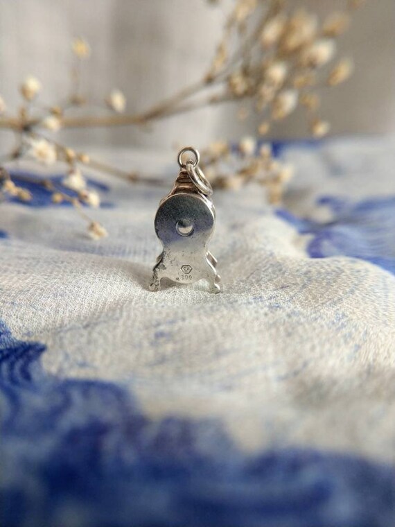 Small silver clock pendant / charm - image 3