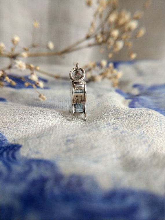 Small silver clock pendant / charm - image 5