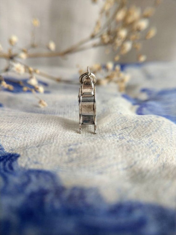 Small silver clock pendant / charm - image 4