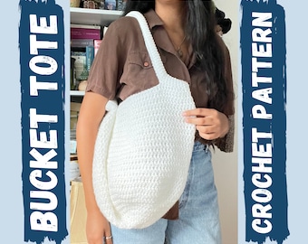 PATTERN: Bucket Tote Crochet Pattern, Step by Step Instructions With Pictures, DIGITAL DOWNLOAD