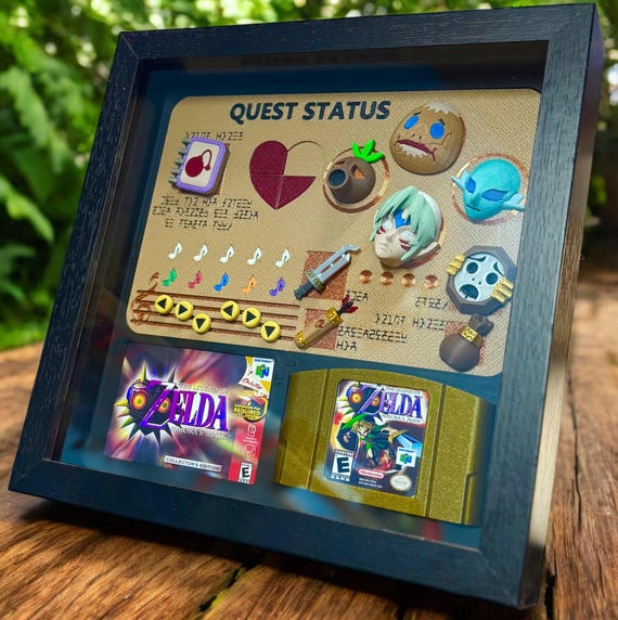 Legend of Zelda: Majora's Mask - 3D Quest Status Screen Shadowbox Gaming Decor