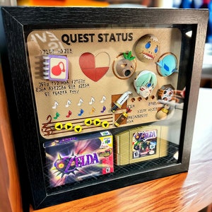 The Legend of Zelda: Majora's Mask - 3D Quest Status Screen Art Display, Collector's Gaming Memorabilia
