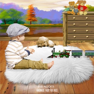 Faux Fur Baby Nursery, Kids Bedroom, Accent Rug, Rectangle, Round Corners, Sheepskin Toss Rug, Shaggy, Soft, Plush, Purrrfect Look and Feel