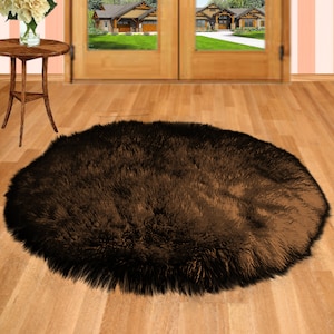 Faux Fur Baby Nursery, Kids Bedroom, Accent Rug, Round, Sheepskin Toss Rug, Shaggy, Soft, Plush, Purrrfect Look and Feel