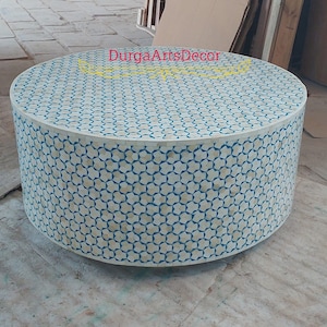 Bone Inlay Targua Moroccan Geometric pattern Round Coffee Table