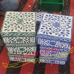 Green Bone Inlay Designer Box Floral pattern