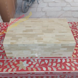 Bone Designer Handmade White Inlay Carving Box