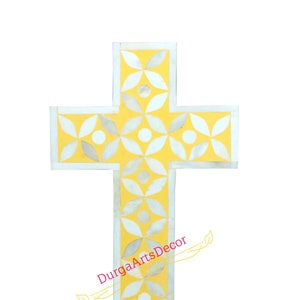 Designer Yellow Bone Inlay Cross , Bone inlay , Gift For Here , Gift For Him , Bone inlay Gift