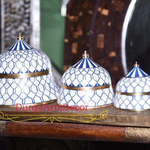 Blue Bone Inlay Box Set: Handmade Geometric Jewelry Boxes