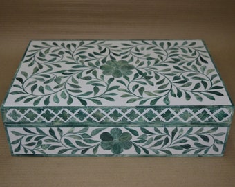 Handmade Bone Inlay Box In Floral Pattern