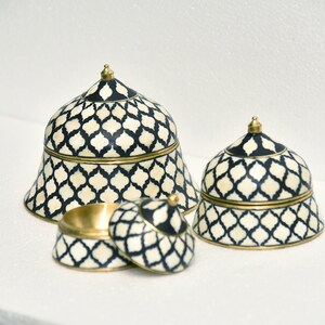 Bone Inlay Black Designer Box Modello marocchino Set di 3 pezzi