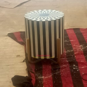 Bone Inlay Strip pattern Round  Table