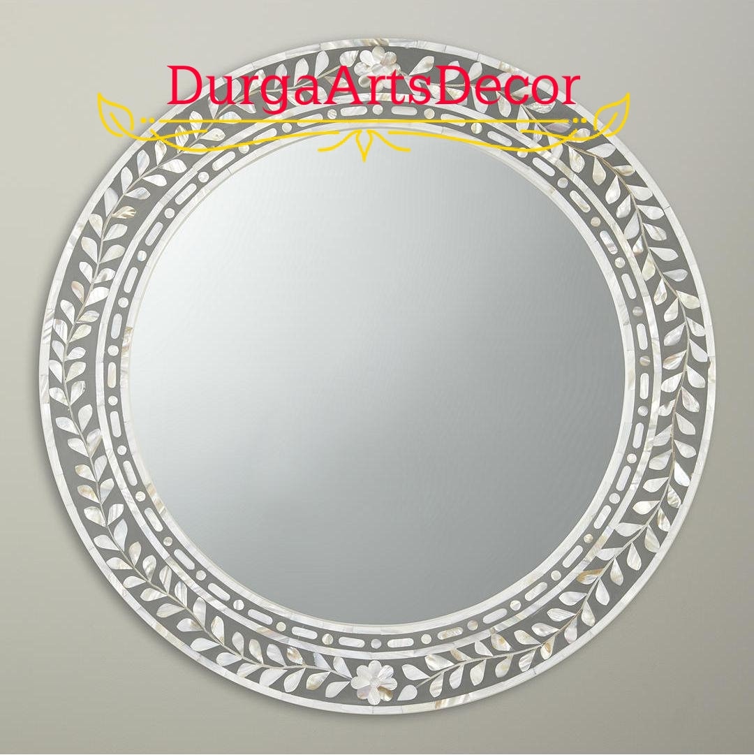 Mother Of Pearl Inlaid Round Mirror Mother Of Pearl Inlaid Round Mirror
