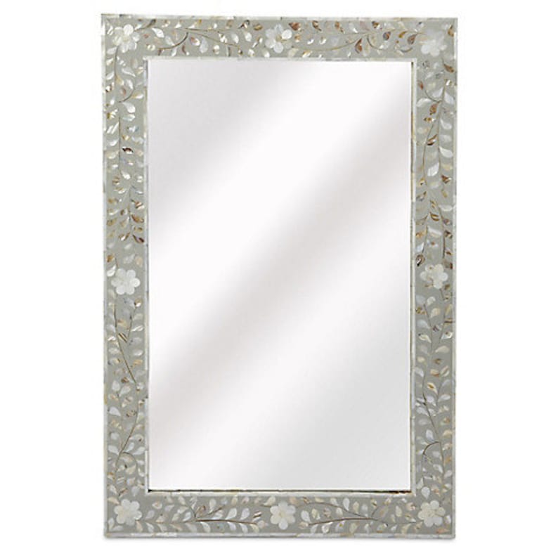 Mother of Pearl Inlay Light Grey Floral Pattern Mirror Frame Etsy