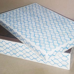 Green Bone Inlay Designer Box In Geometric Pattern