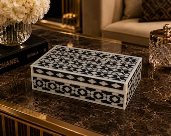 Handmade Black Bone Inlay Designer Geometric Pattern box