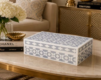 Designer Bone Inlay Geometric Pattern jewelry storage box
