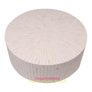 Bone Inlay Strip pattern Round Coffee Table