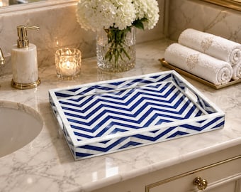 Designer Bone Inlay Chevron Pattern Tray