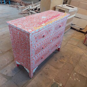 Mother of Pearl Pink Floral Pattern Chest of 4 Drawers - Etsy