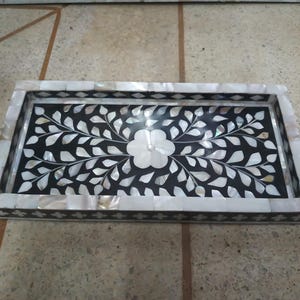Black Bone Inlay Designer Small Tray