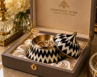 Chevron Bone Inlay Designer Black & White Box