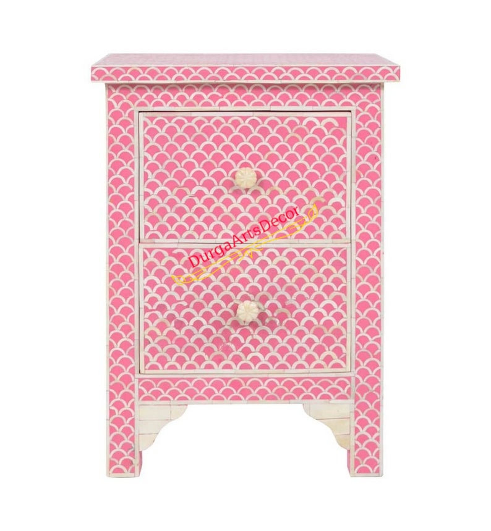 Designer Handmade Pink Bone Inlay Fish Scale Pattern 2 Drawers - Etsy