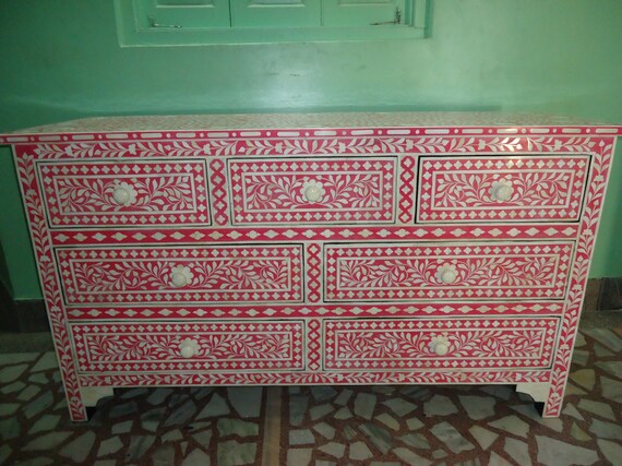 チェスト 象嵌細工 花柄 骨象嵌グレー花柄チェスト 3段 - Etsy 日本