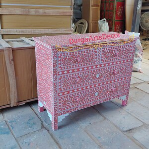 Mother of Pearl Pink Floral Pattern Chest of 4 Drawers - Etsy
