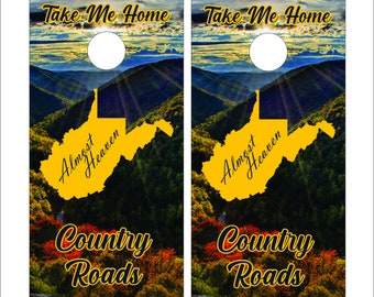 WV West Virginia Country Roads Cornhole Skin Wrap Decal Set w / FREE Laminación