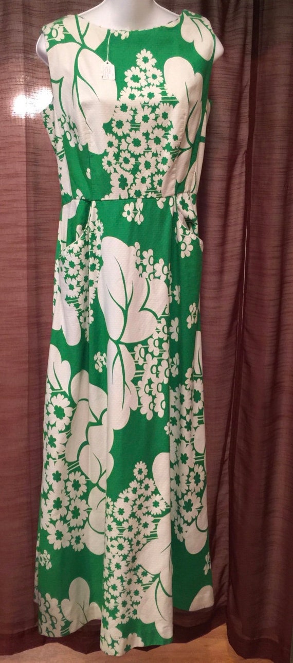 Vintage Hawaiian Dress, Malia of Honolulu, Green F