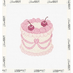 Lienzo para bordar "Pastelito Rosa" / Bordado de 13 puntos / Lienzo moderno para bordar / Proyecto de bordado para principiantes