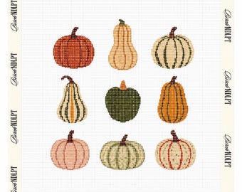 Pumpkins Needlepoint Canvas | 18 Mesh Needlepoint | Modern Needlepoint Canvas | Beginner Needlepoint Project