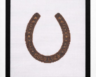 Horseshoe Good Luck Equestrian Needlepoint Canvas | 13 Mesh Needlepoint | Modern Needlepoint Canvas | Beginner Needlepoint Project