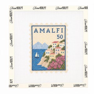 Lienzo para punto de aguja Amalfi Stamp / Punto de aguja de 13 puntos / Lienzo moderno para punto de aguja / Proyecto de punto de aguja para principiantes