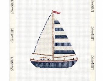 Sailboat Needlepoint Canvas | 13 Mesh Needlepoint | Modern Needlepoint Canvas | Beginner Needlepoint Project