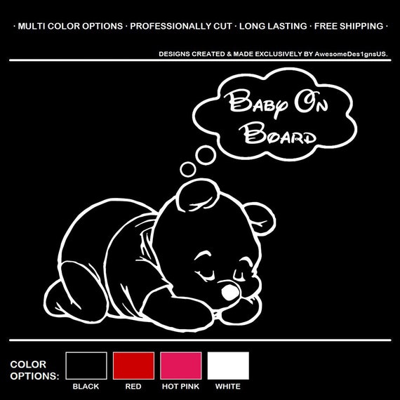 Download Pooh Bear Baby On Board Decal Etsy