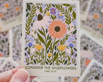 Betrachten Sie die Wildblumen Aufkleber // Luke 12:27