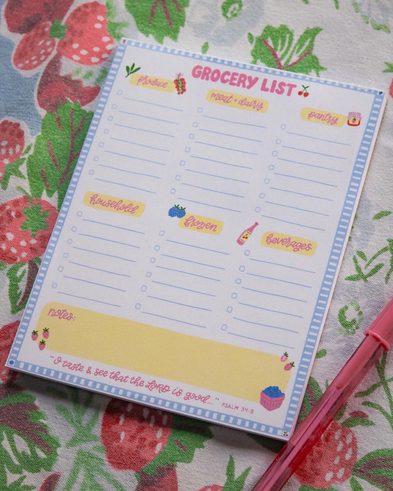 Taste & See Grocery List Notepad // Psalm 34:8