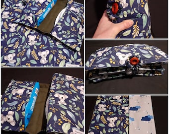 Australian Nappy wallet/clutch/diaper bag and reusable/washable/change mat/pad, baby shower gift, bibs, burp cloth, pram blanket