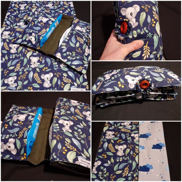 Australian Nappy wallet/clutch/diaper bag and reusable/washable/change mat/pad, baby shower gift, bibs, burp cloth, pram blanket