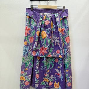 70s Vintage Kenzo Jap Cotton Floral Purple Skirt