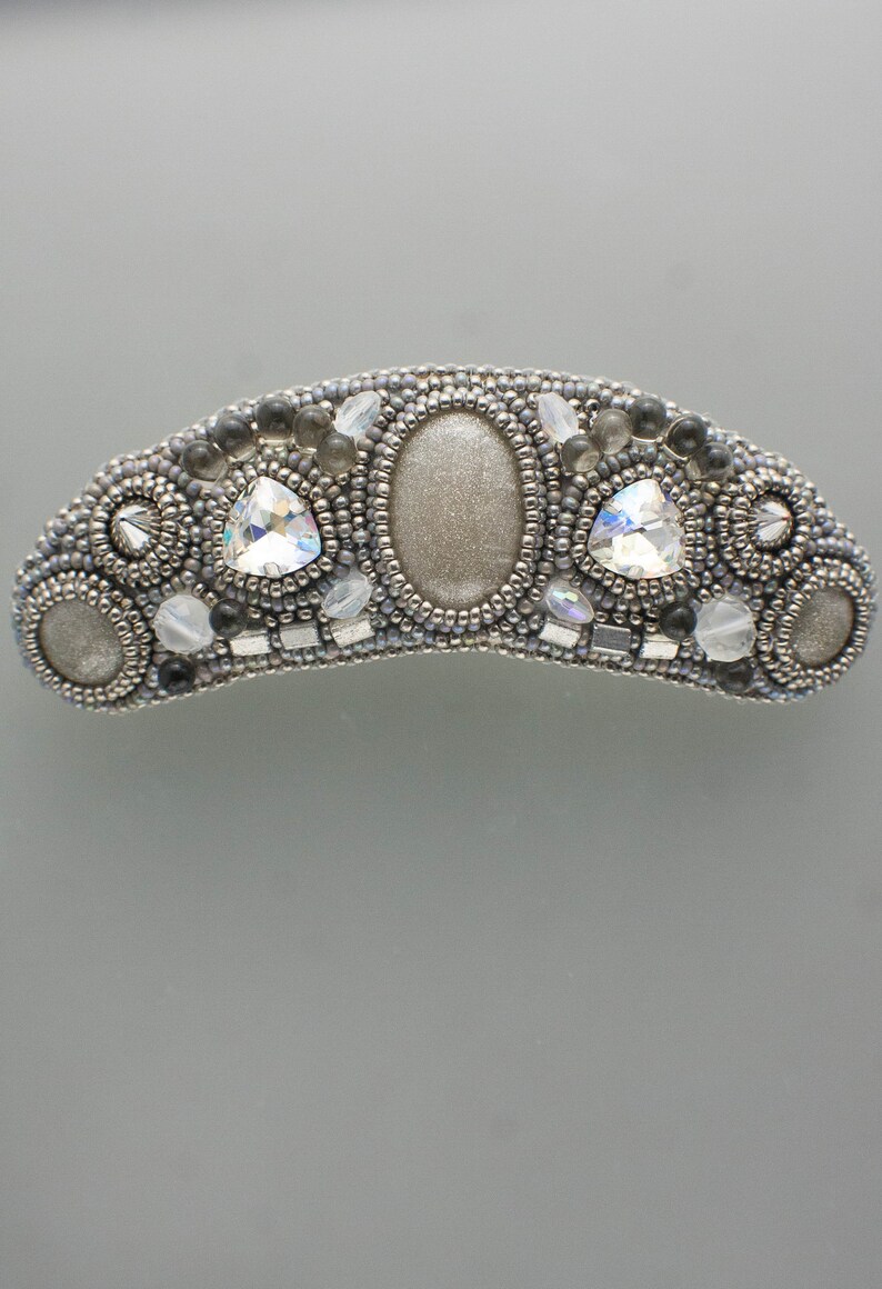 Crystal large hair clip silver barrettes for thick hair Etsy